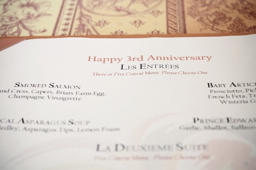happy 3rd anniversary menu