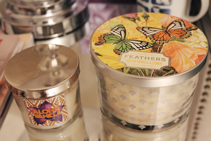 From left: Bath & Body Works - Aloha Vanilla; Feathers - Spiced Vanilla & Lemon - $7.99