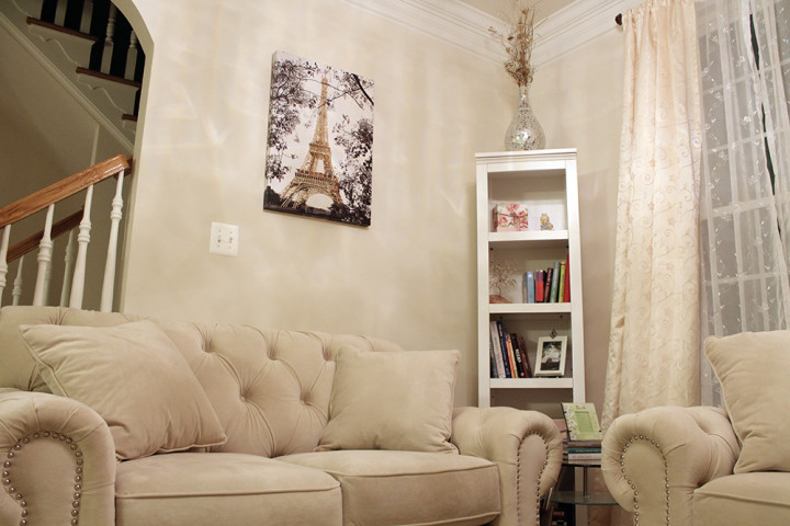 corner shelves add dimension and provide extra storage