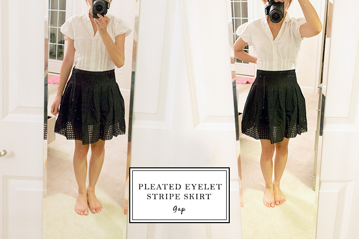 Pleated eyelet-stripe skirt from Gap
