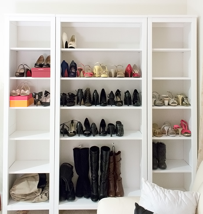 Shoe storage/display with the Ikea Hemnes shelves