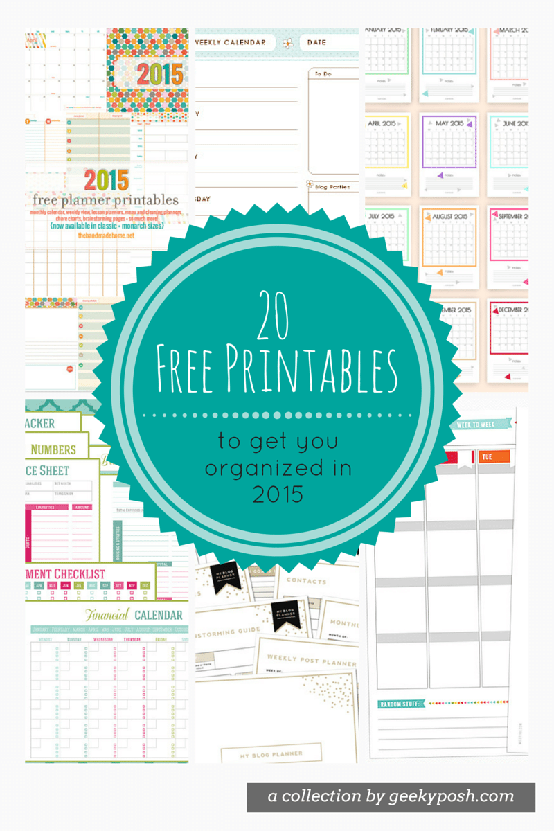 20 free planner printables for 2015 // Geeky Posh