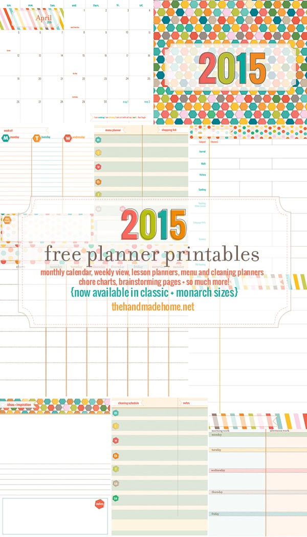 2015 free planner printables from The Handmade Home