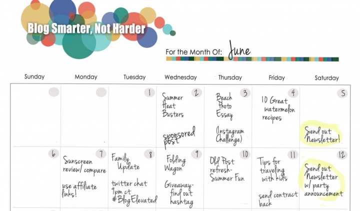 Free editorial calendar from Blog Elevated