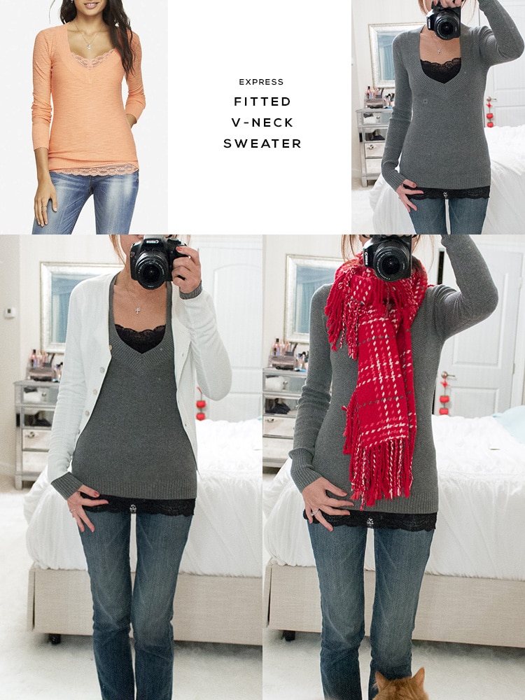 Express Fitted V-Neck Sweater