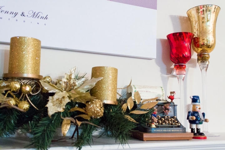 Holiday fireplace mantle decor