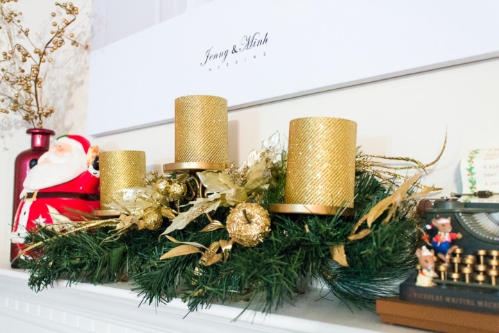 Holiday fireplace mantle decor