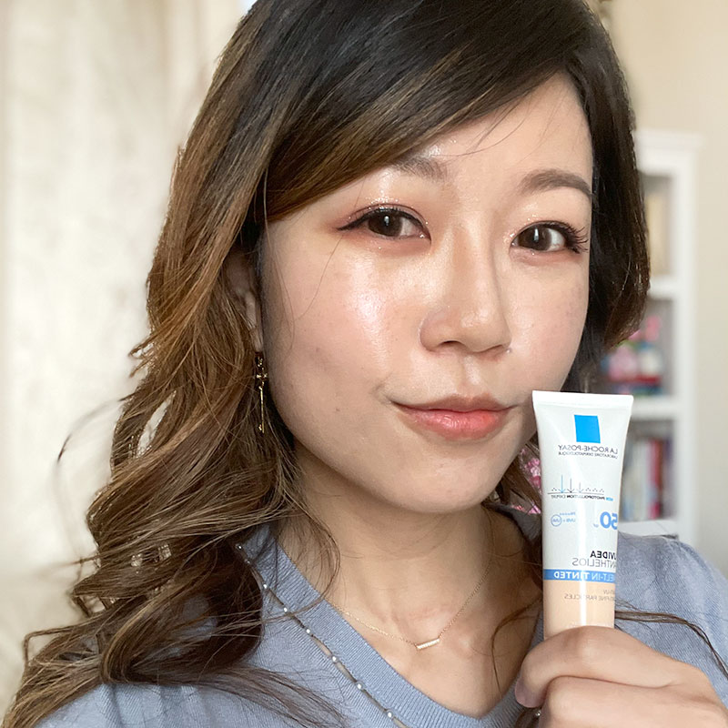 wearing the La Roche Posay UVIdea XL Melt In Tinted Cream