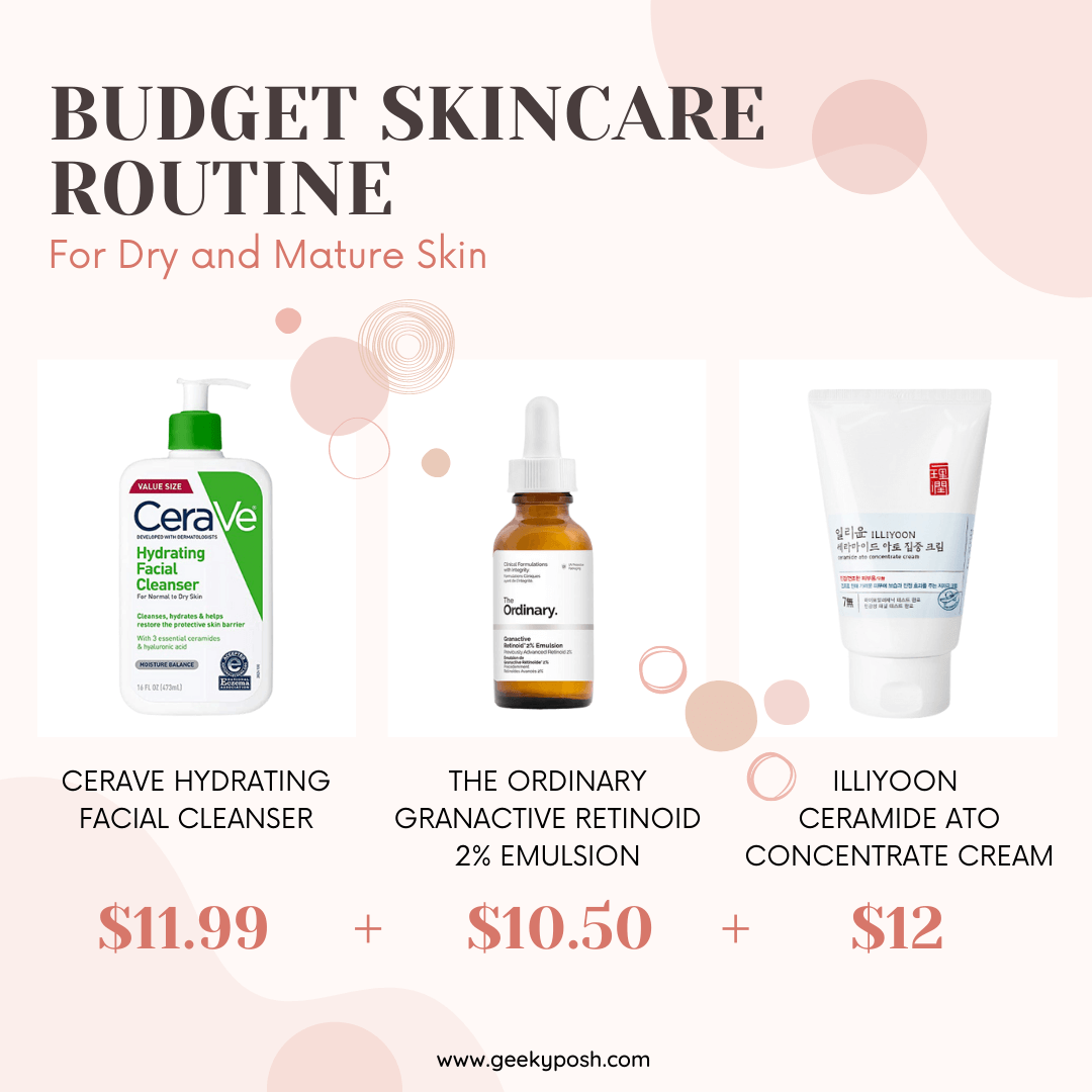 Budget Skincare Routine dry mature skin