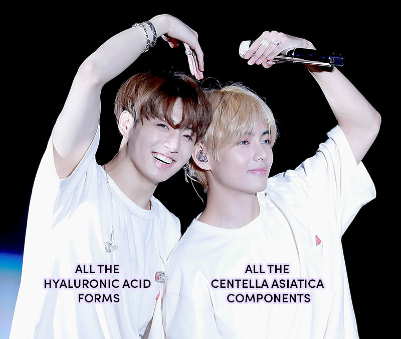 BTS Jungkook and V doing the heart arm